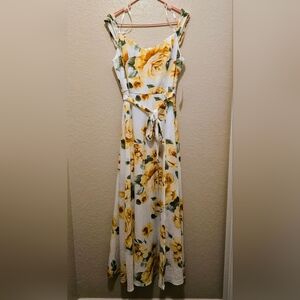 Premier Amour White & Yellow Floral Midi Dress - NWT